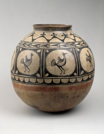 Chochiti storage jar (olla) with birds in frames, c.1885 by American School